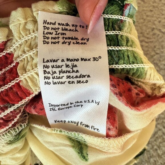 ZL Europe Blouse Yellow Floral Ruffle Bell Sleeve Boho Festival Top - Picture 4 of 10